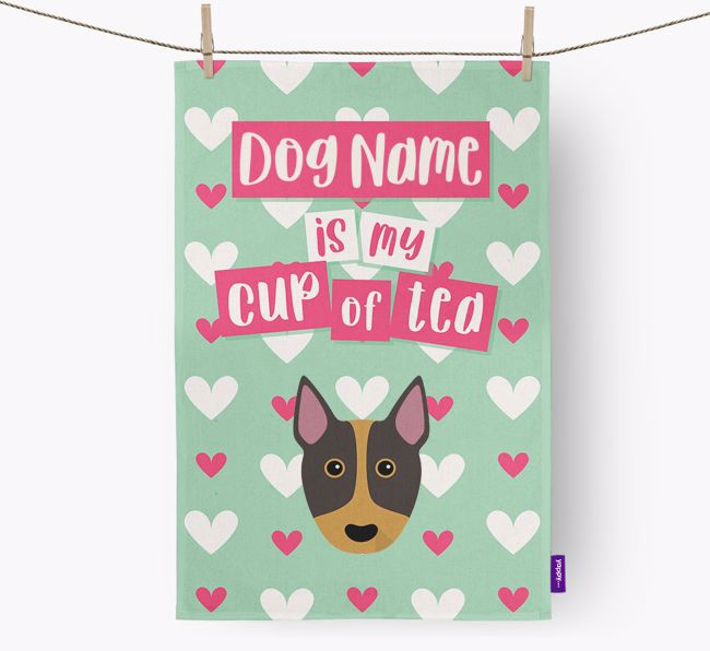 '{dogsName} is my cup of tea' Dish Towel with {breedFullName} Icon